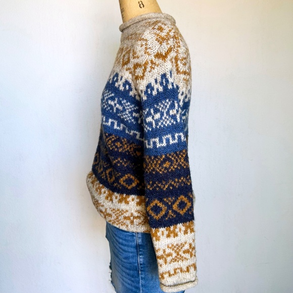 90s Fair Isle Knit Wool Oversized Sweater - Picture 3 of 4